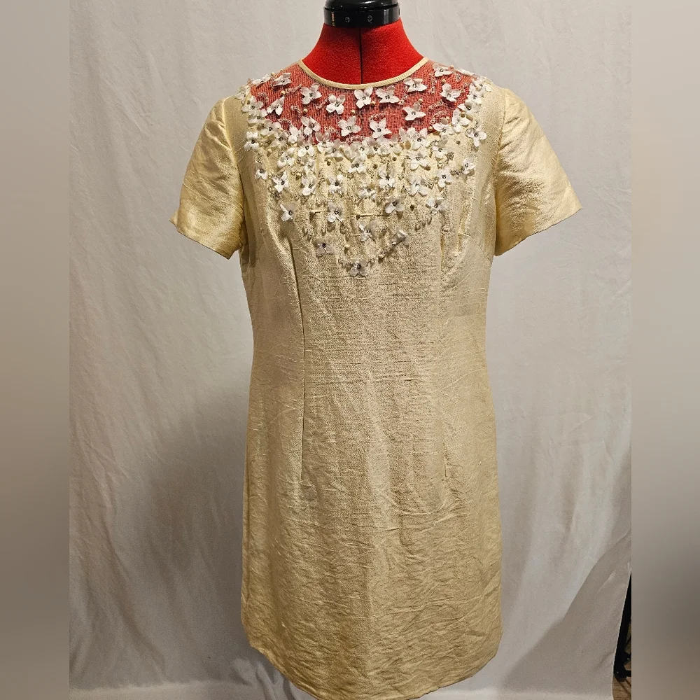 Size 8/10 Vintage Parues Feinstein Pale Yellow Dress - Picture 1 of 7